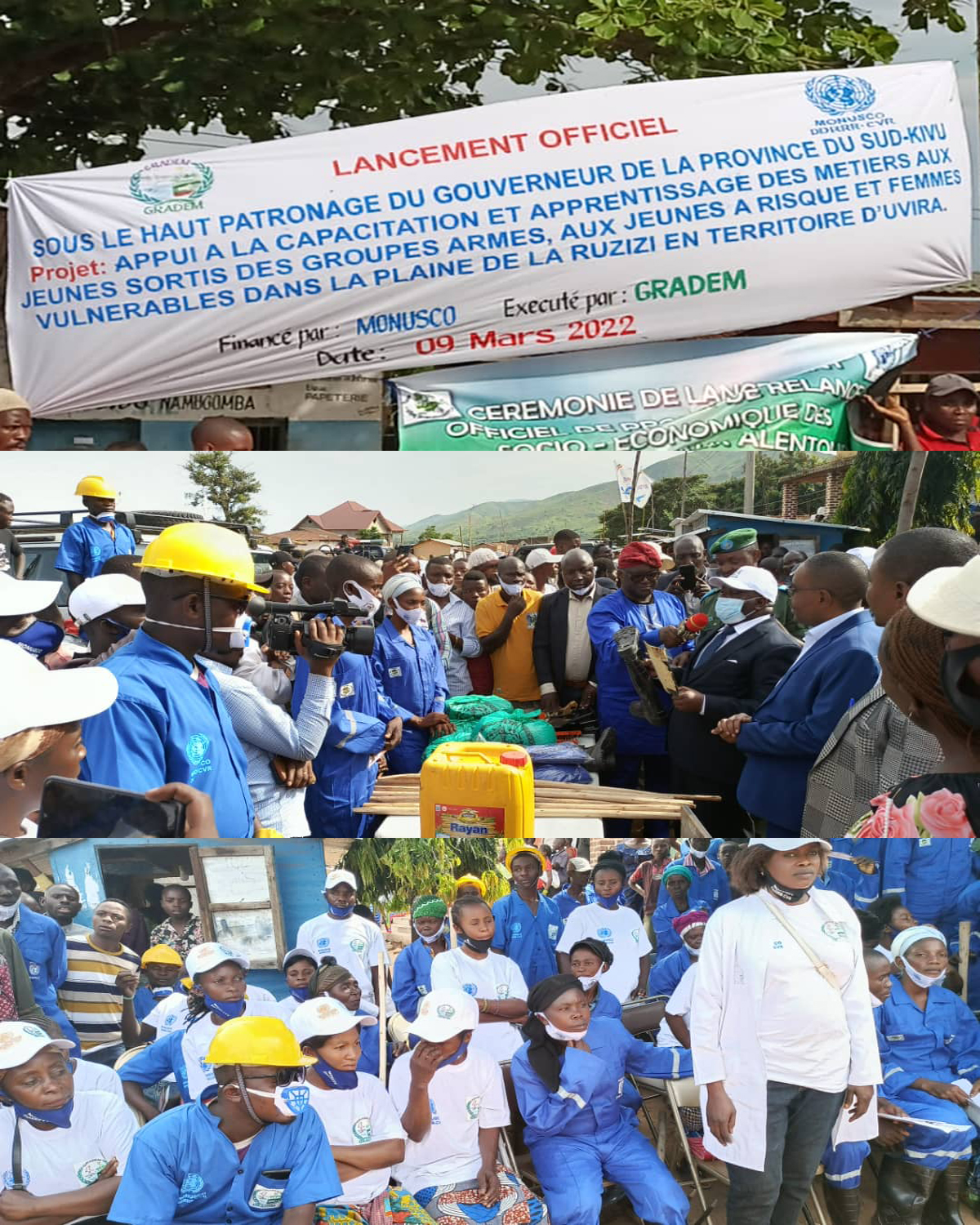 UVIRA : CEREMONIE DE REINSERTION SOCIO-ECONOMIQUE DE QUARANTE DEMOBILISES A KILIBA PAR LA MONUSCO SUD-KIVU DEVANT LE COORDONNATEUR NATIONAL DU P-DDRCS